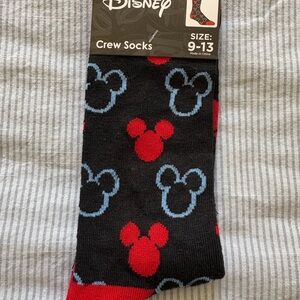 Disney Black Socks with Red and Blue Mickey Pattern